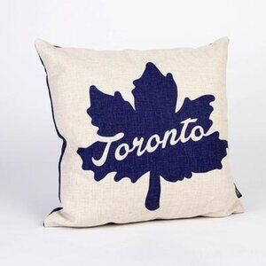 Toronto Blue Leaf Burlap Style Throw Pillow Shell (Stuffing Not Included)